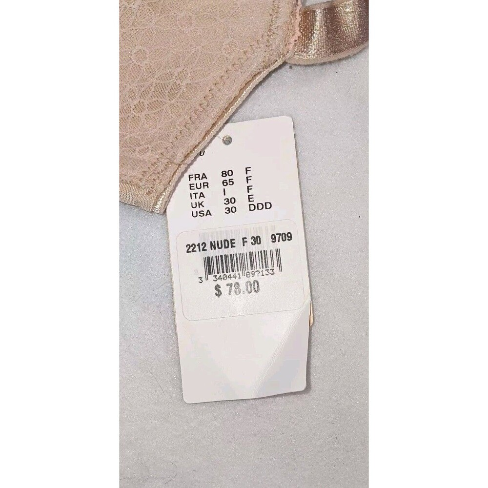 NWT! Chantelle Underwire Bra $78 Womens Size 30DDD (Runs Small) Nude Color Lace - Picture 3 of 9